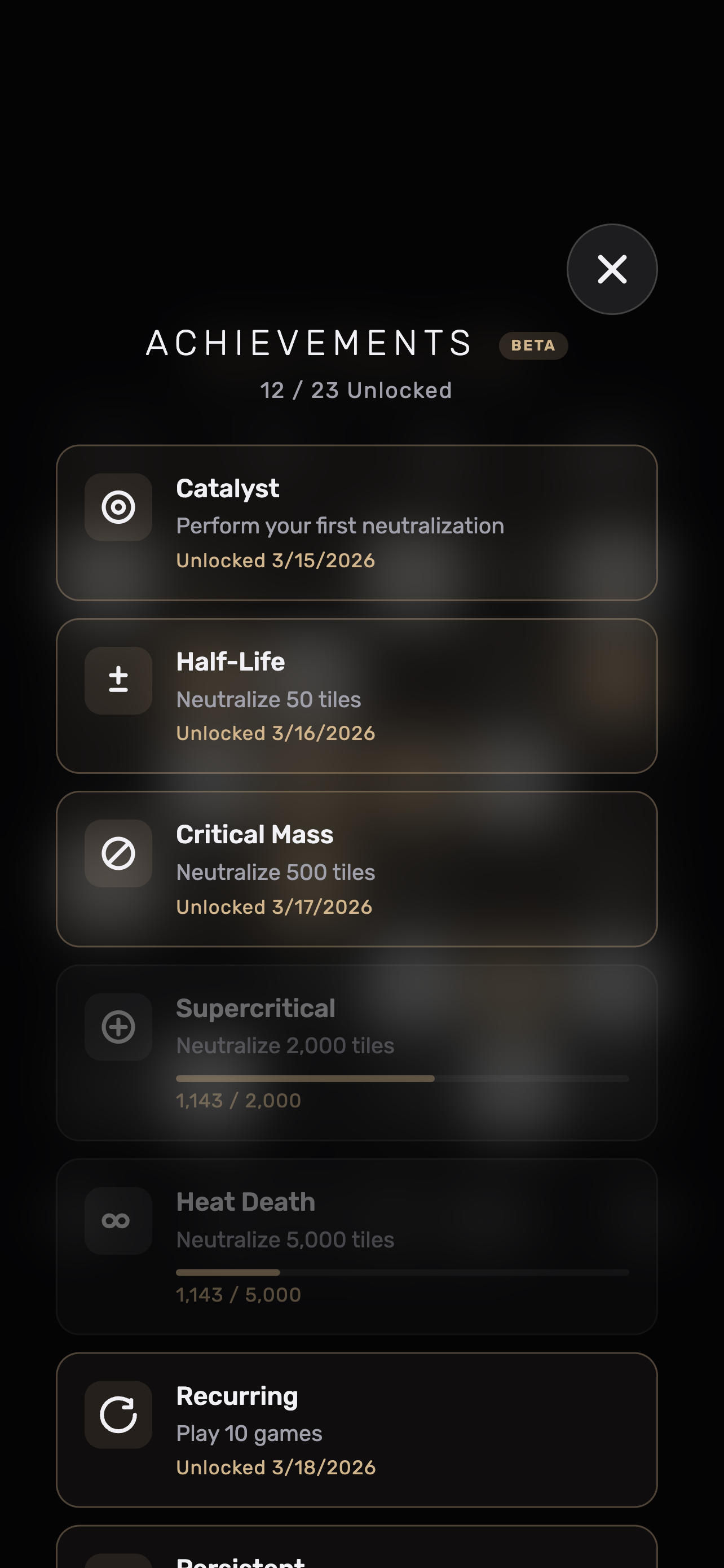 Neutralize achievements